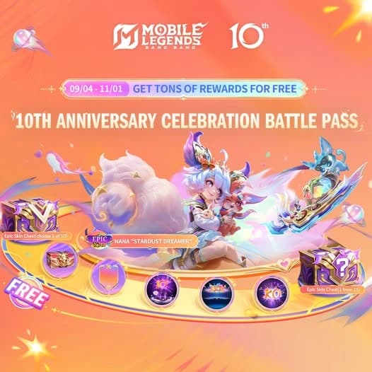 Anniversary MLBB 10 Tahun Resmi Dimulai! Nana “Stardust Dreamer” dan Banyak Skin Epic Gratis Menanti