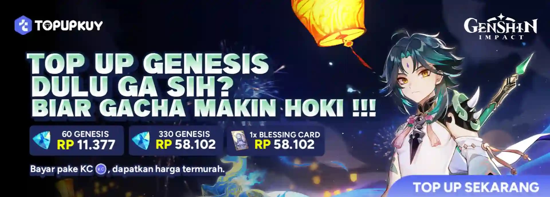 Promo Genshin Impact 2025: Top Up Genesis Crystal Murah + Blessing Card Cuma di Topupkuy!