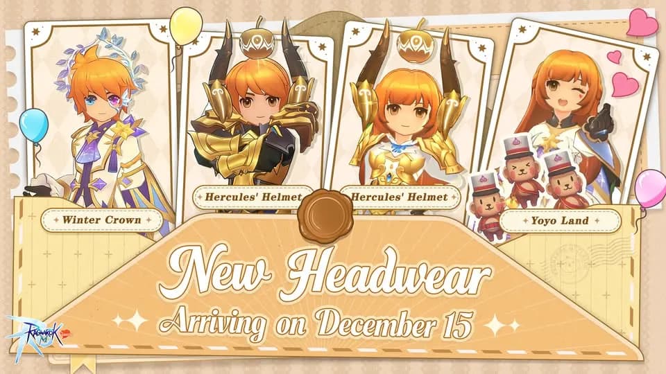 Ragnarok M: Classic Update 15 Desember 2025 – Kuasai Musim Dingin dengan Headwear Baru Winter Crown, Hercules’ Helmet, dan Yoyo Land