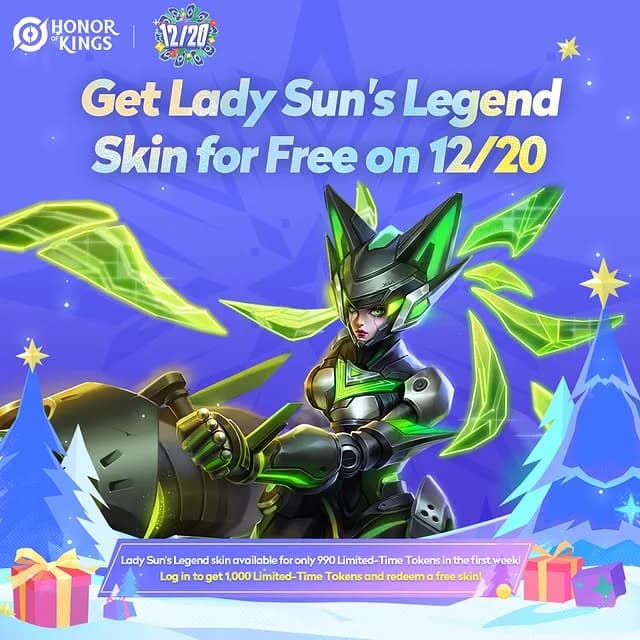 Honor of Kings Year-End Event 2025–2026 Resmi Dimulai! Skin Legend Lady Sun Gratis, Ribuan Token, dan Event Besar Akhir Tahun
