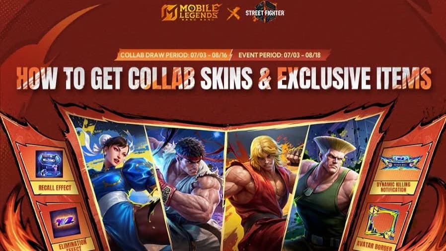 MLBB x Street Fighter 6 Draw Event Resmi Dibuka! Begini Peluang Dapat Skin Ryu, Ken, Chun-Li, dan Guile