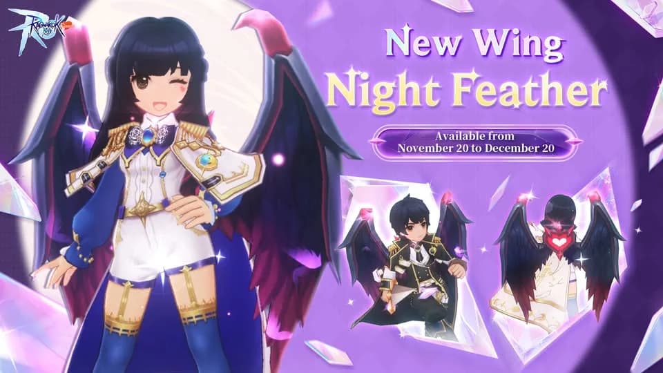 Sayap "Night Feather" Hadir di Ragnarok M: Classic! Skin Langka Bertema Langit Malam dengan Diskon Terbatas