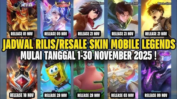 Bocoran Mobile Legends November 2025 — Skin Freya Revamp, Kolaborasi Attack on Titan, dan Event Double 11 Hadir!