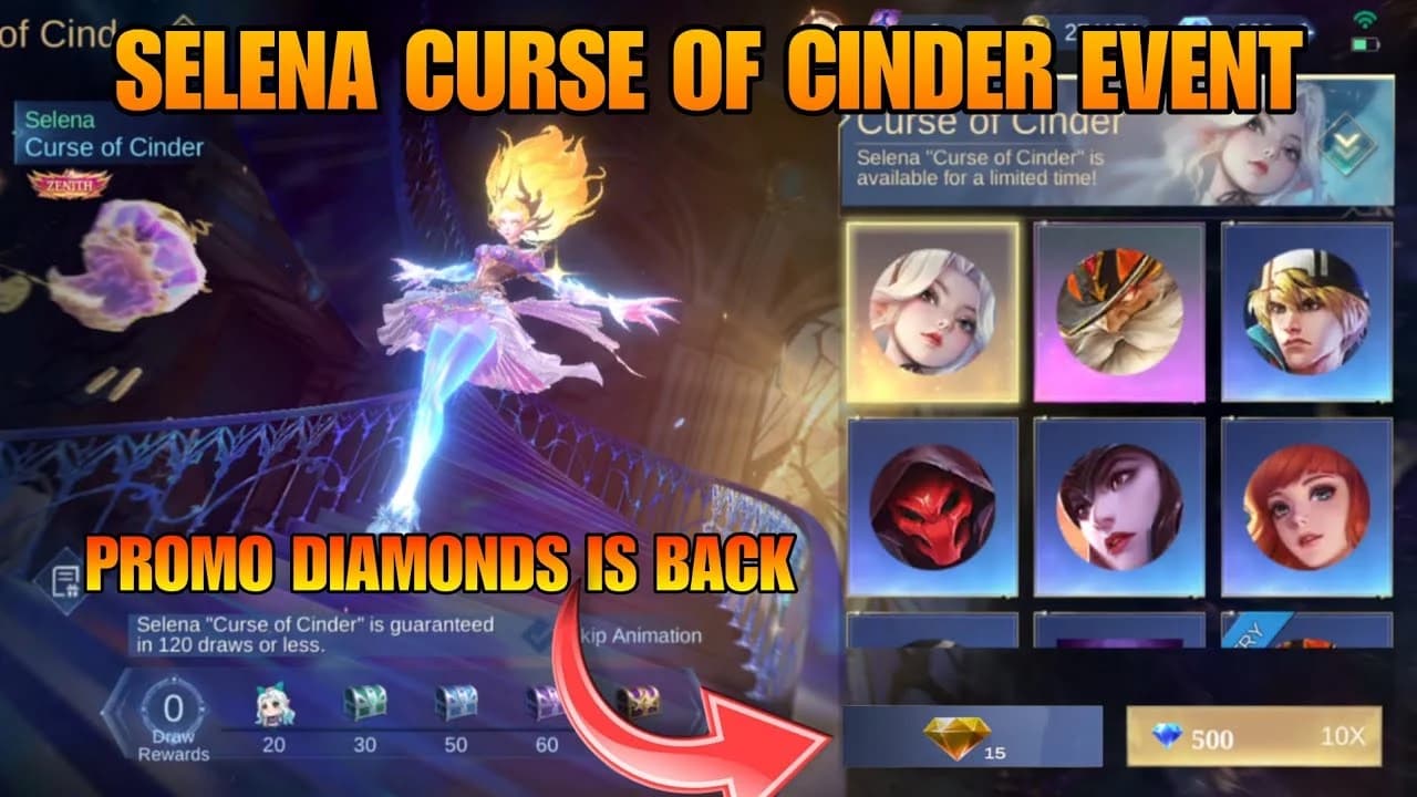 Event Curse of Cinder Selena Zenith 15-19 Maret 2025: Cara Dapatkan & Top Up Diamond Murah di Topupkuy!