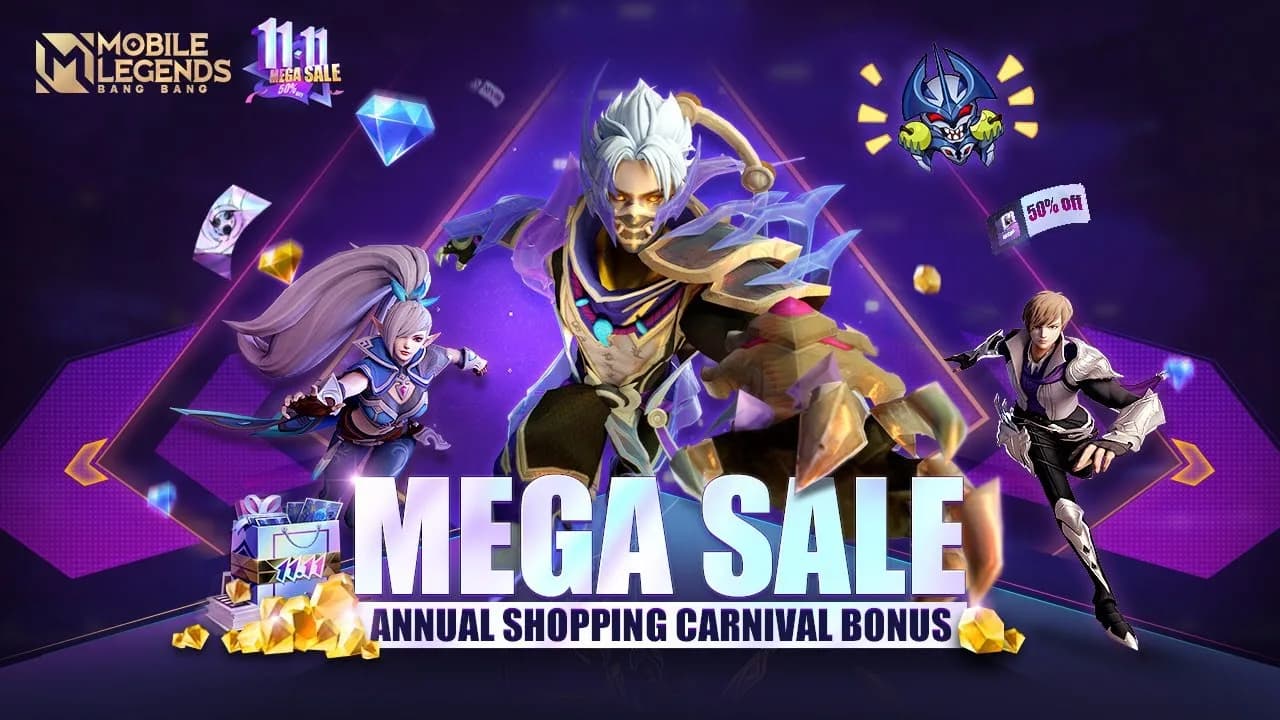 Mobile Legends Mega Sale 2025 Double 11 – Banjir Promo Diamonds, Diskon Skin hingga 99%, Beli Skin Cuma 1 Diamond!