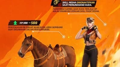 Free Fire Nerf Misha Terbaru: Skill Tak Lagi Aktif Saat Naik Kuda, HP Tunggangan Kembali 500!